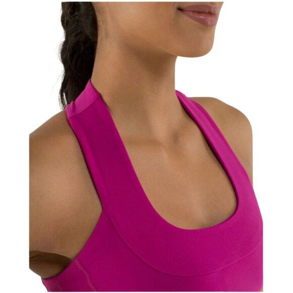 Lululemon Tank Top Magenta Scoop Mesh Racer T- Back Built in Shelf Bra | Size 6 - Picture 12 of 14